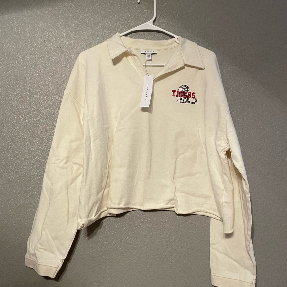 Cutoff Cropped Collared Sweatshirt